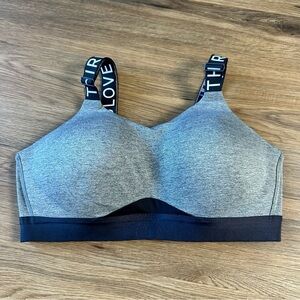 ThirdLove 36D Kinetic Adjustable Signature Strap Sports Bra Gray Logo Active